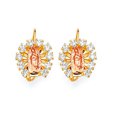 Guadalupe Dangling Earrings with White CZ in 14K Two-Tone Gold