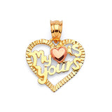 Heart Ladies Pendant in 14K Two-Tone Gold