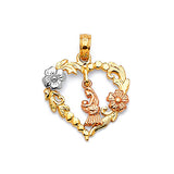 Flower Ladies Pendant in 14K Tri-Color Gold