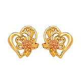 Heart Stud Earrings in 14K Two-Tone Gold and Butterfly Backing