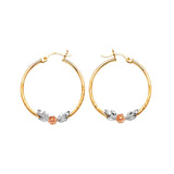 Flower Hoop Earrings in 14K Tri-Color Gold
