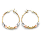 Heart Hoop Earrings in 14K Tri-Color Gold