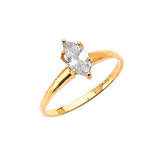 White CZ High-Polish Engagement Ring in 14K Gold