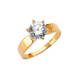 White CZ High-Polish Engagement Ring in 14K Gold