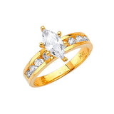 White CZ Pave Engagement Ring in 14K Gold