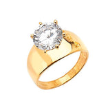 White CZ High-Polish Engagement Ring in 14K Gold