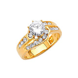 White CZ Pave Engagement Ring in 14K Gold