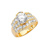 White CZ Pave Engagement Ring in 14K Gold
