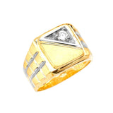 White CZ Mens Ring in 14K Two-Tone Gold