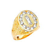 White CZ Guadalupe Mens Ring in 14K Two-Tone Gold