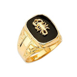 Onyx Scorpion Mens Ring in 14K Gold
