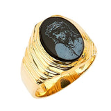 Onyx Jesucristo Mens Ring in 14K Gold