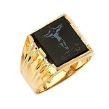 Onyx Jesucristo Mens Ring in 14K Gold