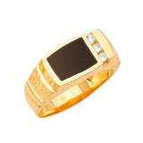 White CZ and Onyx Mens Ring in 14K Gold