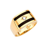 White CZ and Onyx Mens Ring in 14K Gold