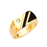 White CZ and Onyx Mens Ring in 14K Gold
