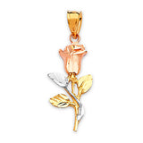 Flower Ladies Pendant in 14K Tri-Color Gold