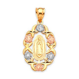 Guadalupe Ladies Pendant in 14K Tri-Color Gold