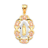 Guadalupe Ladies Pendant in 14K Tri-Color Gold