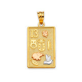 Symbols Ladies Pendant in 14K Tri-Color Gold