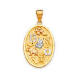 Symbols Ladies Pendant in 14K Tri-Color Gold