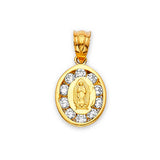 White CZ Guadalupe Ladies Pendant in 14K Gold