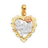 Heart Ladies Pendant in 14K Tri-Color Gold