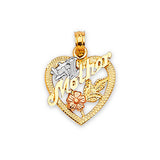 Heart Ladies Pendant in 14K Tri-Color Gold