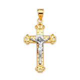 Crucifix Pendant in 14K Two-Tone Gold