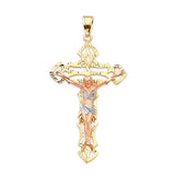 Crucifix Pendant in 14K Tri-Color Gold