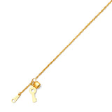 Adjustable 9"-10" Key Charm Anklet in 14K Gold
