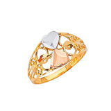 Heart Ladies Ring in 14K Tri-Color Gold