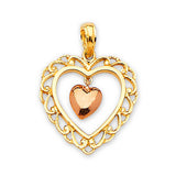 Heart Ladies Pendant in 14K Two-Tone Gold