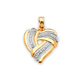 Heart Ladies Pendant in 14K Two-Tone Gold