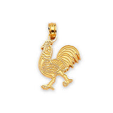 Rooster Mens Pendant in 14K Gold