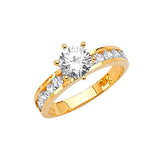 White CZ Pave Engagement Ring in 14K Gold