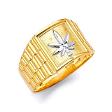 Marijuana Mens Ring in 14K Two-Tone Gold