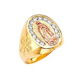 White CZ Guadalupe Mens Ring in 14K Two-Tone Gold