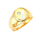 White CZ Mens Ring in 14K Two-Tone Gold