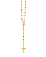 24'' Crucifix Five-Decade Rosary Necklace in 14K Tri-Color Gold