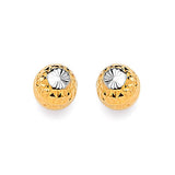 Gold Ball Stud Earrings in 14K Two-Tone Gold and Butterfly Backing