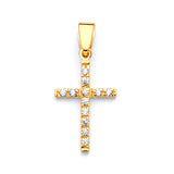 White CZ Cross Pendant in 14K Gold
