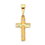 White CZ Cross Pendant in 14K Gold