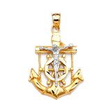 Anchor Pendant in 14K Two-Tone Gold