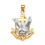 Anchor Mens Pendant in 14K Two-Tone Gold