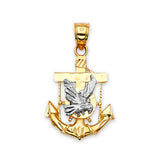 Anchor Mens Pendant in 14K Two-Tone Gold