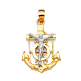 Anchor Pendant in 14K Two-Tone Gold