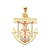Anchor Pendant in 14K Tri-Color Gold