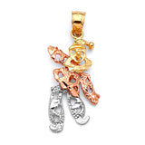 Figures Pendant in 14K Tri-Color Gold