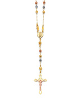 24'' Crucifix Five-Decade Rosary Necklace in 14K Tri-Color Gold